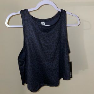 NWT active tank top size small navy blue and black leopard print